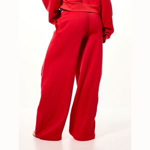 Pantalon de jogging pour femmes tendance, pantalon de survêtement à prix avantageux, logo personnalisé, pantalon rouge uni pour femmes - Product Image 2