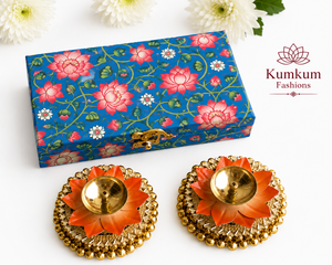 Indian Lotus Shagun <b>Gift</b> <b>Box</b> Akhand Jyot Oil Brass Diya Chinese New Year Diwali Wedding Favor Eco-friendly Traditional - Product Image 3