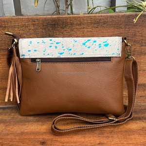 กระเป๋าสะพายข้างหนังวัวโลหะหรูหราแฟชั่นใหม่สำหรับผู้หญิงกระเป๋าถือแบบมีฝาปิดมีสายคล้องข้อมือสำหรับนักออกแบบหนังแท้สไตล์ตะวันตก - Product Image 5