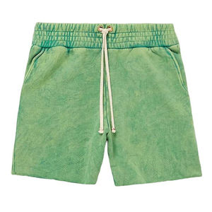Pantalones Cortos de Felpa Francesa con Logotipo Personalizado, Transpirables, de Secado Rápido, Lavado Ácido, para Hombre, Diseño Sólido, Tejido de Punto, Casuales, con Cordón Ajustable - Product Image 4