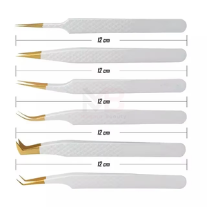Pinzas de Acero Inoxidable para Pestañas, Marca Privada, Pinzas Largas y Curvas para Extensión de Pestañas, Kit de Pinzas Doradas para Pestañas DIY - Product Image 4