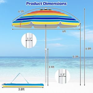 Ombrellone da Spiaggia da 6,5 Piedi con Borsa per il Trasporto, Leggero e Facile da Portare Senza Base Pesante - Product Image 4