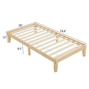 Struttura Letto Singolo Moderna in Legno di Pino Massiccio con Finitura Naturale, Robusta ed Elegante, Arredamento per Camera da Letto per Uso Domestico - Product Image 2