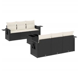 Ensemble de canapés de jardin noir et blanc crème - Product Image 2