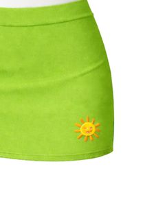 Customized <b>Green</b> Womens Two Piece Skirt Set Crop Tank Top With Cute Sun Patch And High Waist Mini Skirt Stretch Summer Outfit - Product Image 6