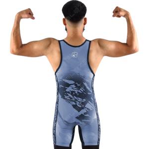 Singlet de lutte lavé de grande taille imprimé personnalisé de haute qualité pour hommes Spandex/coton anti-rétrécissement et séchage rapide - Product Image 3