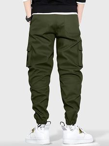 Men's Casual Canvas <b>Cargo</b> <b>Pants</b> Tapered Joggers <b>Elastic</b> <b>Waist</b> | Hiking Eco-friendly Multi-Pocket Utility Windproof Breathable - Product Image 4