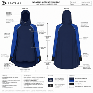 Womens Modest <b>Swimming</b> Suit <b>Top</b> Integrated Swim Hijab UPF 50+ Long Sleeve Rash Guard Quick Dry Full Coverage Front Logo 100% - Product Image 4