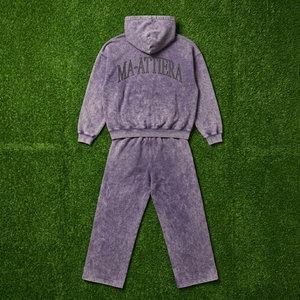 Men Acid Wash <b>Oversized</b> Zip Up Hoodie and Wide Leg <b>Sweatpants</b> Two Piece Tracksuit Set - Product Image 5