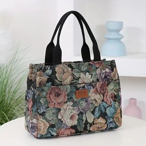 Sac fourre-tout en toile pour femme Dliu, imprimé floral vintage, sac à main de shopping, style toutes saisons, fabricant fournisseur - Product Image 2