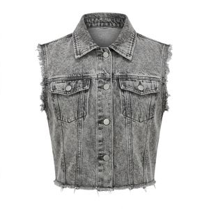 Gilet en jean pour femme sur mesure, denim brut, production OEM, fournisseur en gros pour les détaillants et marques de mode américaines - Product Image 5