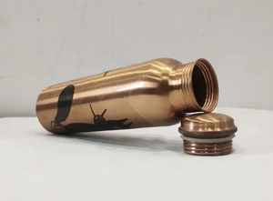 Handmade Copper <b>Flask</b> <b>Bottle</b> Leak Proof Reusable Ayurvedic Water <b>Bottle</b> for Office Desk Gym and Outdoor Travel - Product Image 3