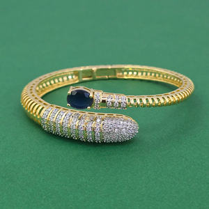 Handmade Classic Peace Design Women's Cubic Zirconia Openable Kada <b>Bracelet</b> with 2 Tone Plated Brass Gift Occasion 443964 - Product Image 1