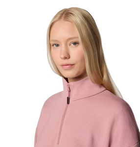 Sweat-shirt long pour femme en jersey non tissé imperméable, à col ras du cou, demi-zip, avec poches kangourou, à sequins et cristaux, côtelé et anti-plis - Product Image 5