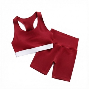 Conjunto Deportivo para Mujer, Top Deportivo de Espalda Cruzada de Color Sólido, Shorts de Cintura Alta para Yoga y Fitness, Soporte Medio, Transpirable y de Secado Rápido - Product Image 5