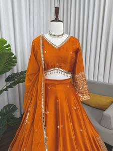 Divyam Creation Embroidered Net Lotus Handwork Fully Stitched Premium Spandex Traditional Lehenga Set Elegant Long <b>Jacket</b> - Product Image 5