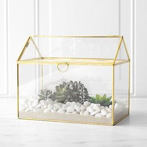 Boîte de rangement en verre avec couvercle et cadre doré pour organiser les bijoux - Product Image 3