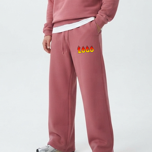Pantalones Deportivos Personalizados de Felpa Francesa de 500 GSM, Anchos, Color Rosa, para Hombre, Estilo Holgado, con Dobladillo Abierto, Marca Privada, Ropa Urbana - Product Image 1