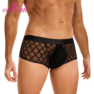 Prezzo all'ingrosso in Stock Plaid modello nero <span class=keywords><strong>trasparente</strong></span> maglia da <span class=keywords><strong>uomo</strong></span> Sexy biancheria intima mutandine trasparenti <span class=keywords><strong>slip</strong></span> - Product Image 5