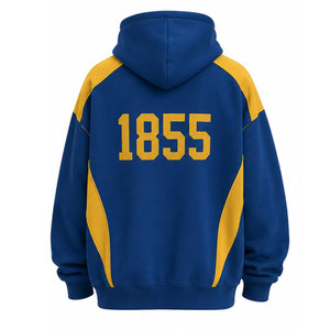 Sweat à capuche bleu et or pour homme Sigma Chi, manches raglan, poche en polaire, coupe classique, décontracté, pour l'automne - Product Image 3