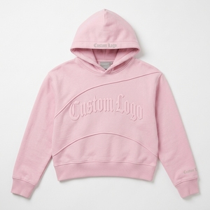 เสื้อฮู้ดครอปสีชมพูสำหรับผู้หญิง ลายปักนูน ทรงโอเวอร์ไซส์ ผ้าฟลีซ สไตล์สตรีทแวร์ สวยงามแบบ Y2K ลำลอง เสื้อกันหนาวแฟชั่นสำหรับสาวๆ - Product Image 1