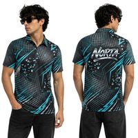 Vêtements de sport pour hommes en polyester et élasthanne à haute densité, respirants, anti-rides, séchage rapide, motif vague marine bleue