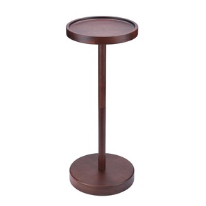 Acacia Wood <b>Round</b> Pedestal Side Table Distressed Caramel Wholesale - Product Image 1