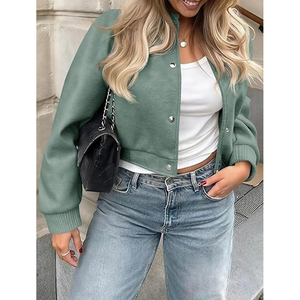 Womens Fashion Outerwear Varsity Jacket Cropped Bomber Supplier USA - Product Image 3