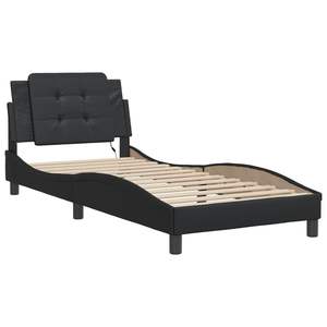 Cadre de lit Zadar Black 39,4''x74,8'' avec éclairage LED, lit rembourré sans matelas - Product Image 3