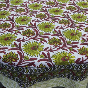 Jaipur Block Boho Floral Print Cotton 60" Round <b>Dining</b> <b>Table</b> <b>Cover</b> for Wedding Parties Home Gifting Cafe Wedding Hotel Decor - Product Image 4