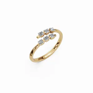 Anillo de Diamantes Cultivados en Laboratorio, Oro Amarillo de 18K, Juego de 6 Piezas, Certificación IGI, Claridad VVS, Estilo de Lujo, Color de Diamante Blanco E - Product Image 4
