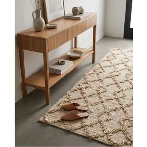 Handwoven Natural Jute Area Rug Diamond Textured Flat <b>Weave</b> Boho Farmhouse Living Room Bedroom Floor Carpet Decor OEM - Product Image 5