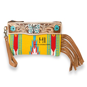Bolso de Mano de Cuero Bohemio Hecho a Mano, Cartera de Piel de Vaca con Múltiples Bolsillos, Correa Ajustable, Mini Bolso Vintage - Product Image 1