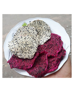 Tranches de fruit du dragon séché, traitées par lyophilisation, saveur sucrée, pulpe blanche, graines noires, peau rose, forme en tranches - Product Image 4