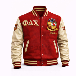 Custom Premium Winter Varsity <b>Letterman</b> <b>Jacket</b> with Greek Front Stand Collar and Unique Fraternity Design - Product Image 1