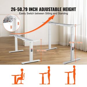 Supporto elettrico a doppio motore struttura da scrivania per Computer 26 \ "-50.8 \" altezza 43.3 \ "-70.1 \" lunghezza Base per Workstation fai da te ergonomica per ufficio - Product Image 4