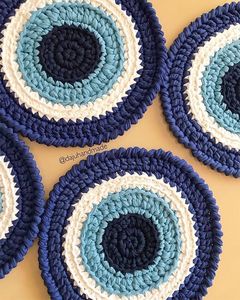 Impresionantes Posavasos de Ganchillo con Diseño de Ojo Turco Místico, Amuleto Nazar, Hilo de Algodón, Resistentes al Calor, Decoración Boho para Cocina - Product Image 2