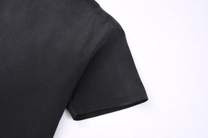 Men's <b>Black</b> <b>Plain</b> Cotton <b>T</b>-<b>Shirt</b> Short Sleeve O-Neck Loose Fit Casual Woven Solid Color Breathable Streetwear 300g - Product Image 2