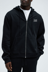 Sudadera con Capucha Unisex de Felpa de Algodón Grueso para Invierno, Diseño Personalizado con Bordado y Cuentas, Impresión Puff, Detalle de Bolsillo, Color Negro Liso - Product Image 6