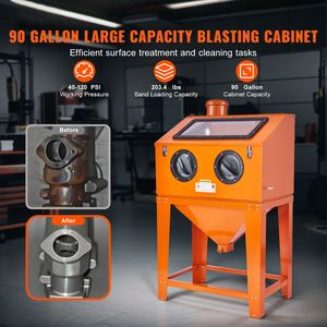 Cabina di Sabbiatura Professionale da 90 Galloni con Sistema di Raccolta Polveri da 1,8 Galloni, 40-120 PSI, per Processo di Pulizia con Perline di Vetro - Product Image 2