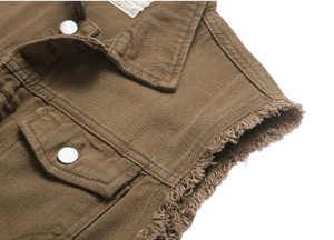 <b>Men's</b> Vintage Washed Denim <b>Slim</b> Fit Sleeveless <b>Vest</b> Single Button Closure Quick Dry Anti-UV Outerwear - Product Image 5