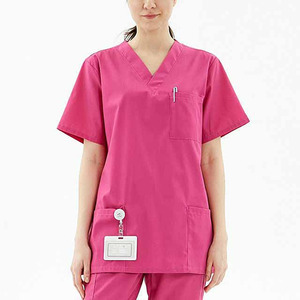 Wholesale Women's Hospital Nurse Scrubs Uniform <b>Dress</b> Cotton <b>Jersey</b> Fabric ODM Supply - Product Image 1