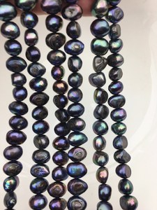 Perles de culture d'eau douce noires de qualité A, 7-8 mm, en vrac, pour la fabrication de bijoux, fournitures en gros - Product Image 3