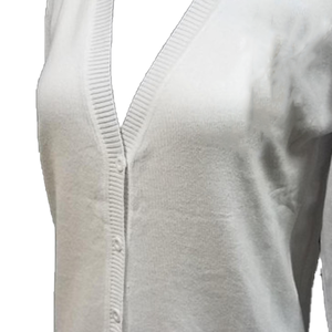 Cardigan en tricot col en V Zeta blanc pour femme, 100 % coton, manches longues, anti-plis, décontracté, hiver, Soro Gear, mode - Product Image 2