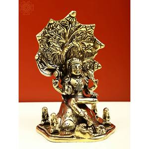 Handmade 6-Inch Small Brass Dakshinamurthy <b>Shiva</b> <b>Statue</b> Home Decor Item Made in India - Product Image 3