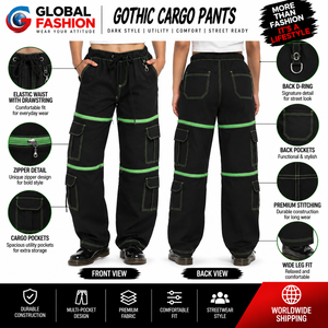 Pantalon gothique pour homme avec poche cargo, coupe décontractée unisexe, plusieurs poches, pantalon de mode alternative - Product Image 5