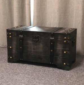 Classic Black Wooden Trunk <b>Box</b> Vintage Style Storage Chest For Clothes Wardrobe Storage Blanket And Bedding Organizer From India - Product Image 1