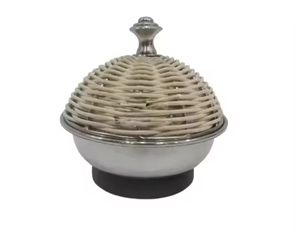 Chauffe-plats de luxe en émail peint à la main, motif floral, avec support métallique, casseroles profondes pour la restauration - Product Image 2