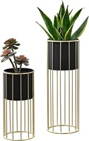 Pot Tanaman Aluminium Cor Modern dengan Dudukan Persegi Berlapis Bubuk, Pot Tanaman Bergaya untuk Dalam dan Luar Ruangan, Cocok untuk Ruang Tamu Balkon