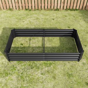 Fioriera Rettangolare Rialzata in Metallo Nero 6 X 3 X 1 Piede, Vasi da Giardino per Fiori, Verdure e Piante - Product Image 6